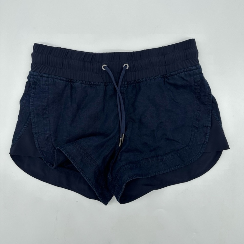 Athleta Navy 100% Linen Women's Shorts Drawstring with Pockets